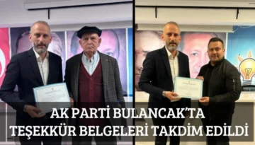 AK Parti Bulancak’ta Teşekkür Belgeleri Takdim Edildi