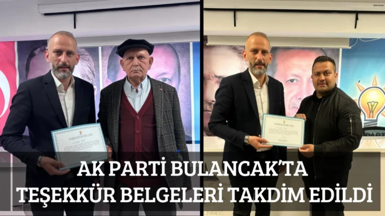 AK Parti Bulancak’ta Teşekkür Belgeleri Takdim Edildi
