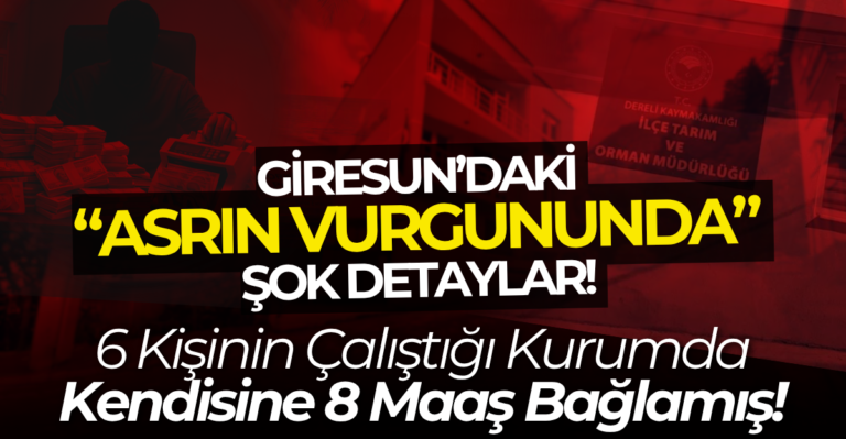 Giresun’daki “Asrın Vurgununda” Şok Detaylar! 6 Kişinin Çalıştığı Kurumda Kendisine 8 Maaş Bağlamış!