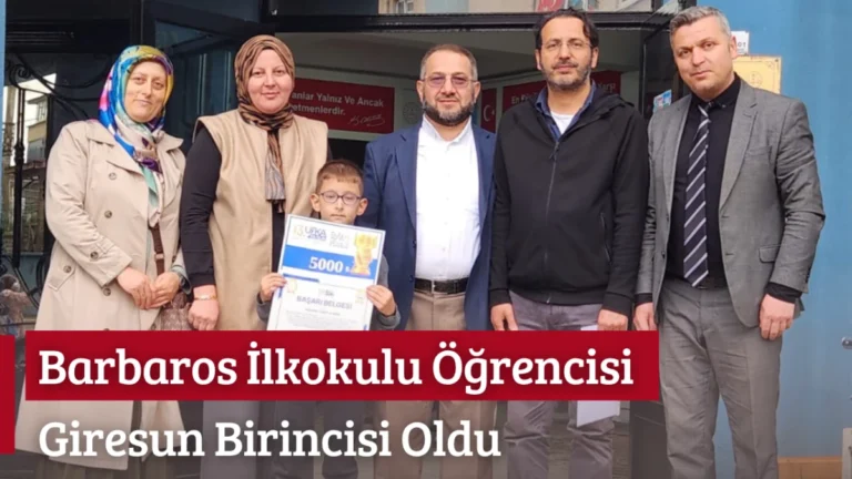 Barbaros İlkokulu Öğrencisi Giresun Birincisi Oldu