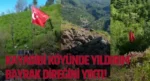 Kayadibi Köyü’nde yıldırım bayrak direğini yıktı!