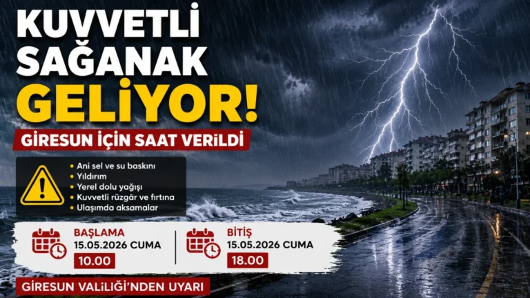 Kuvvetli Sağanak Geliyor! Giresun İçin Saat Verildi