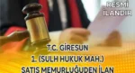 T.C. GİRESUN 1. (SULH HUKUK MAH.) SATIŞ MEMURLUĞUDEN İLAN